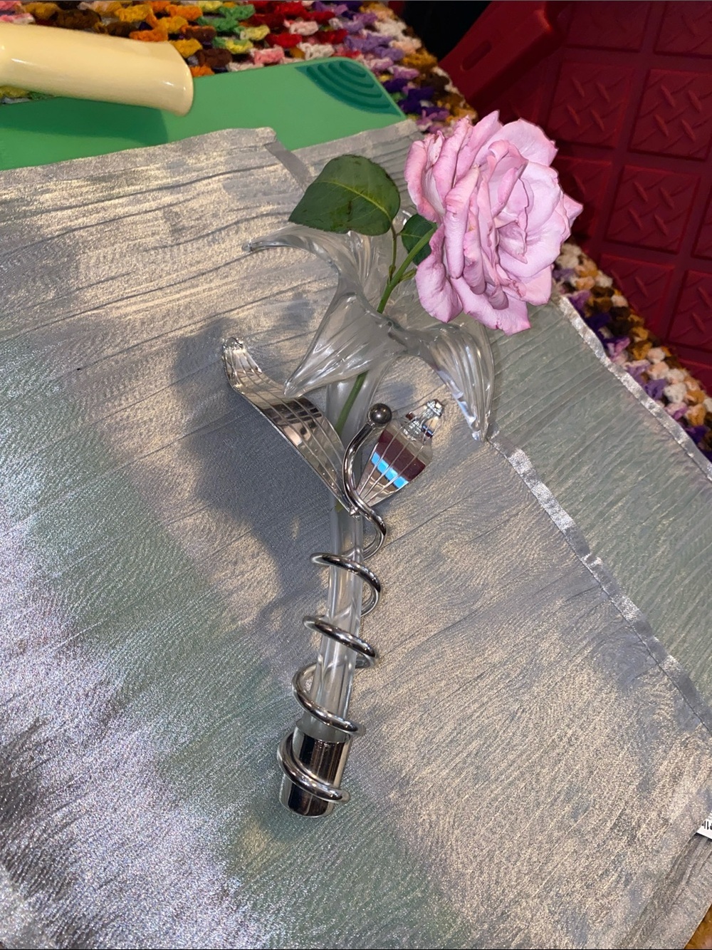 Mid Century Murano Glass Amaryllis Vase-Italian Vintage Design Rose Not Included